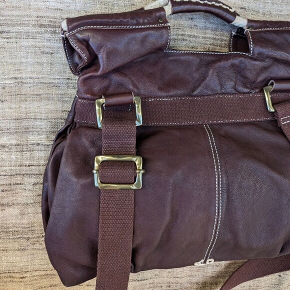 Anthropologie 49 Square Miles Brown Leather Messenger Bag Hobo Satchel Purse EUC - Picture 6 of 12